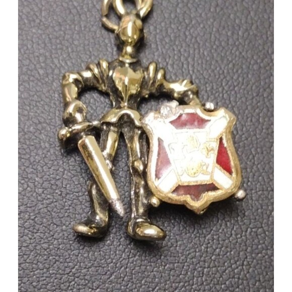 Vintage Knight In Armer Charm Pendant Sword and Shield Gold Tone READ - Picture 6 of 6